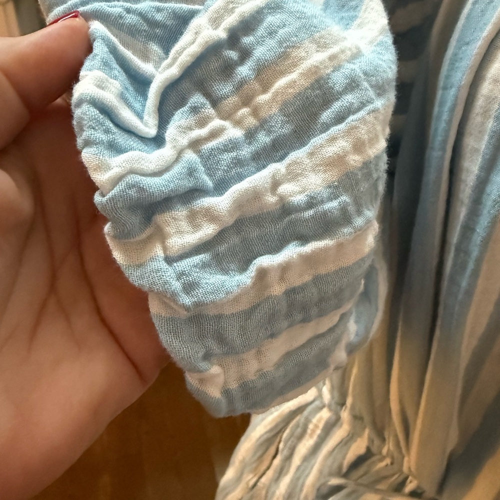 Old Navy Soft Cotton Gauzy Blue and White Striped Dress Made in India - Picture 4 of 10